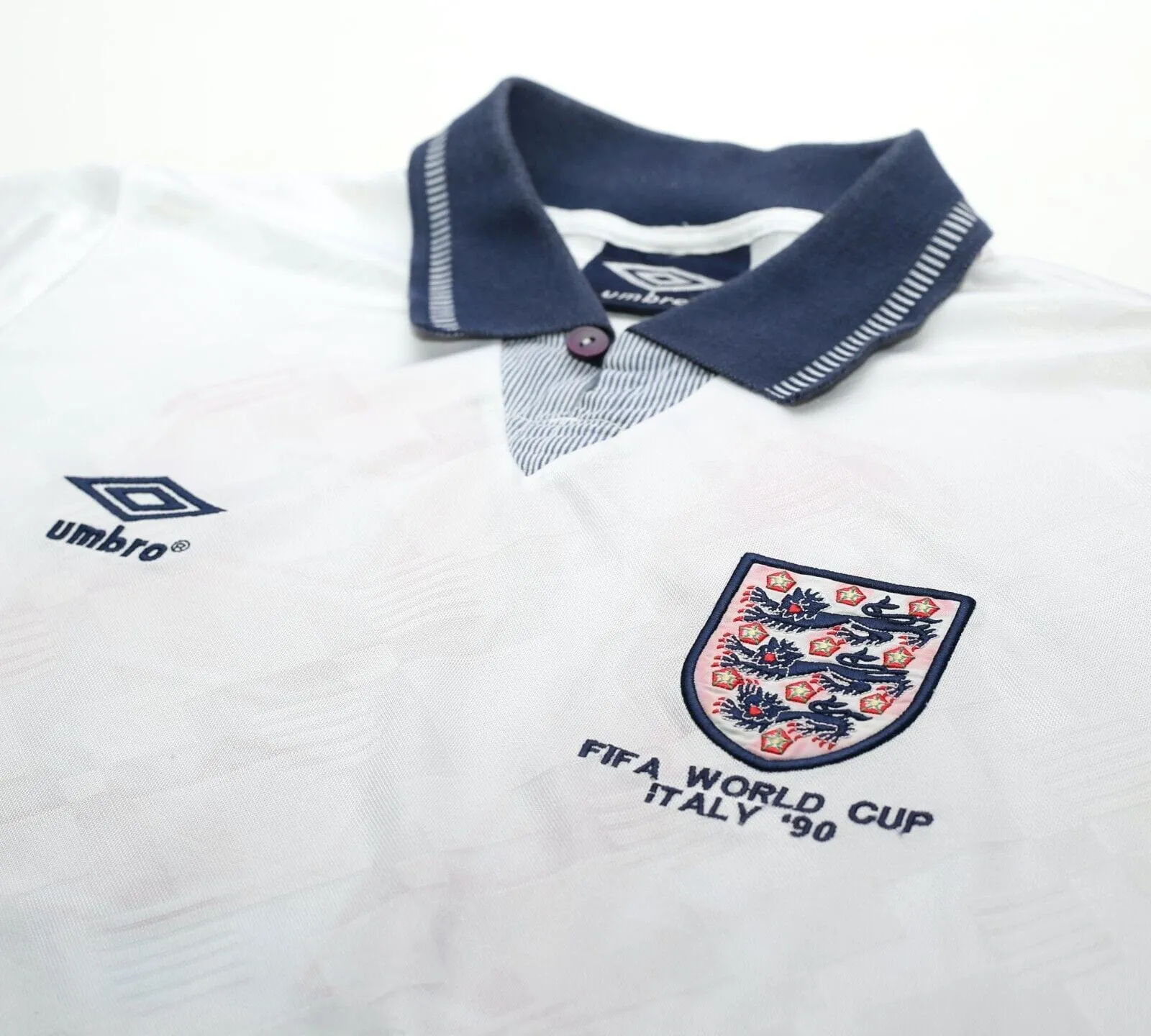 1990/92 GASCOIGNE #19 England Retro Umbro Home Football Shirt (S) Italia 90