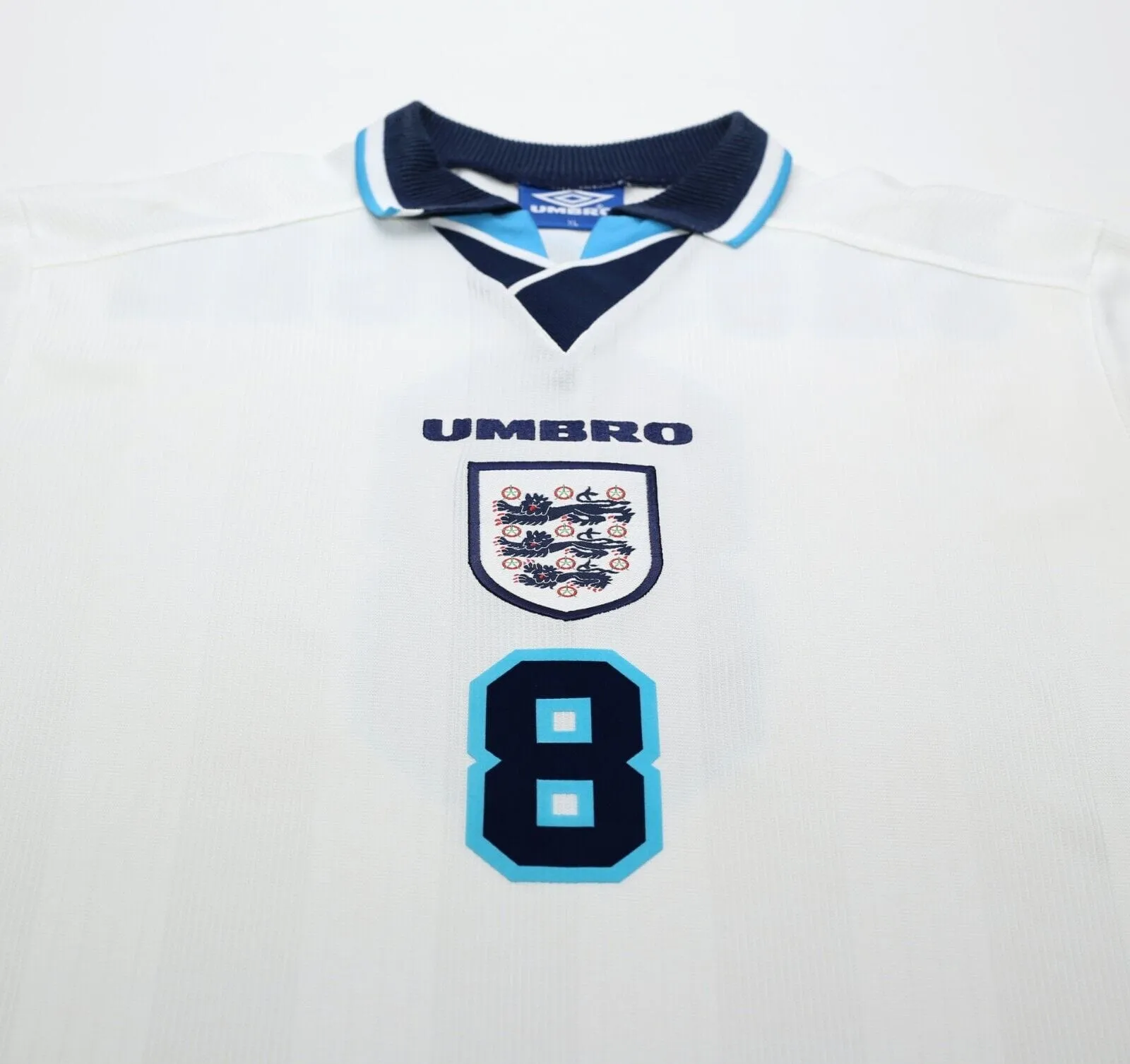 1995/97 GASCOIGNE #8 England Vintage Umbro Home Football Shirt (XL) Euro 96