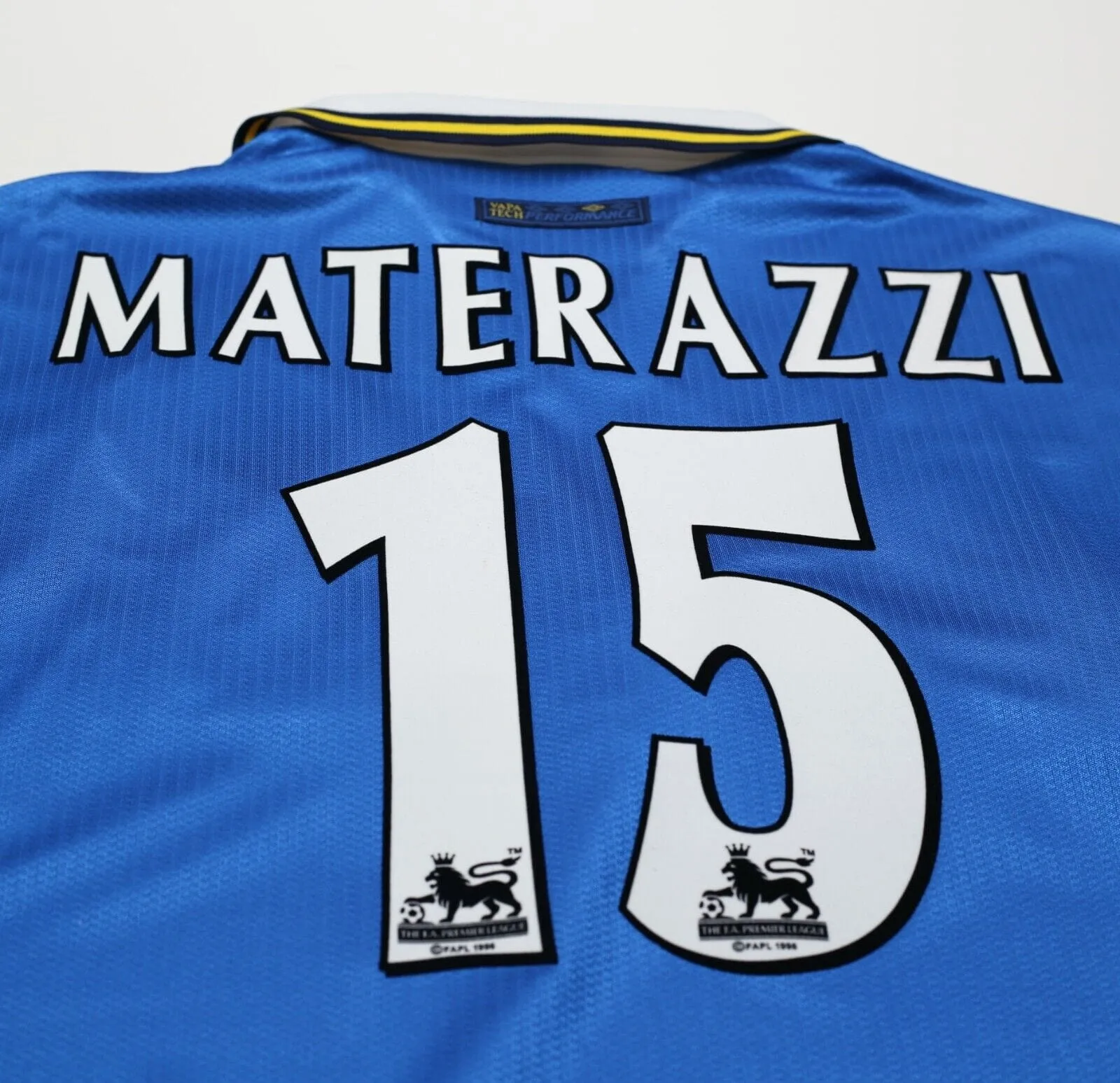 1997/99 MATERAZZI #15 Everton Vintage Umbro Home Football Shirt (M) Italy Inter