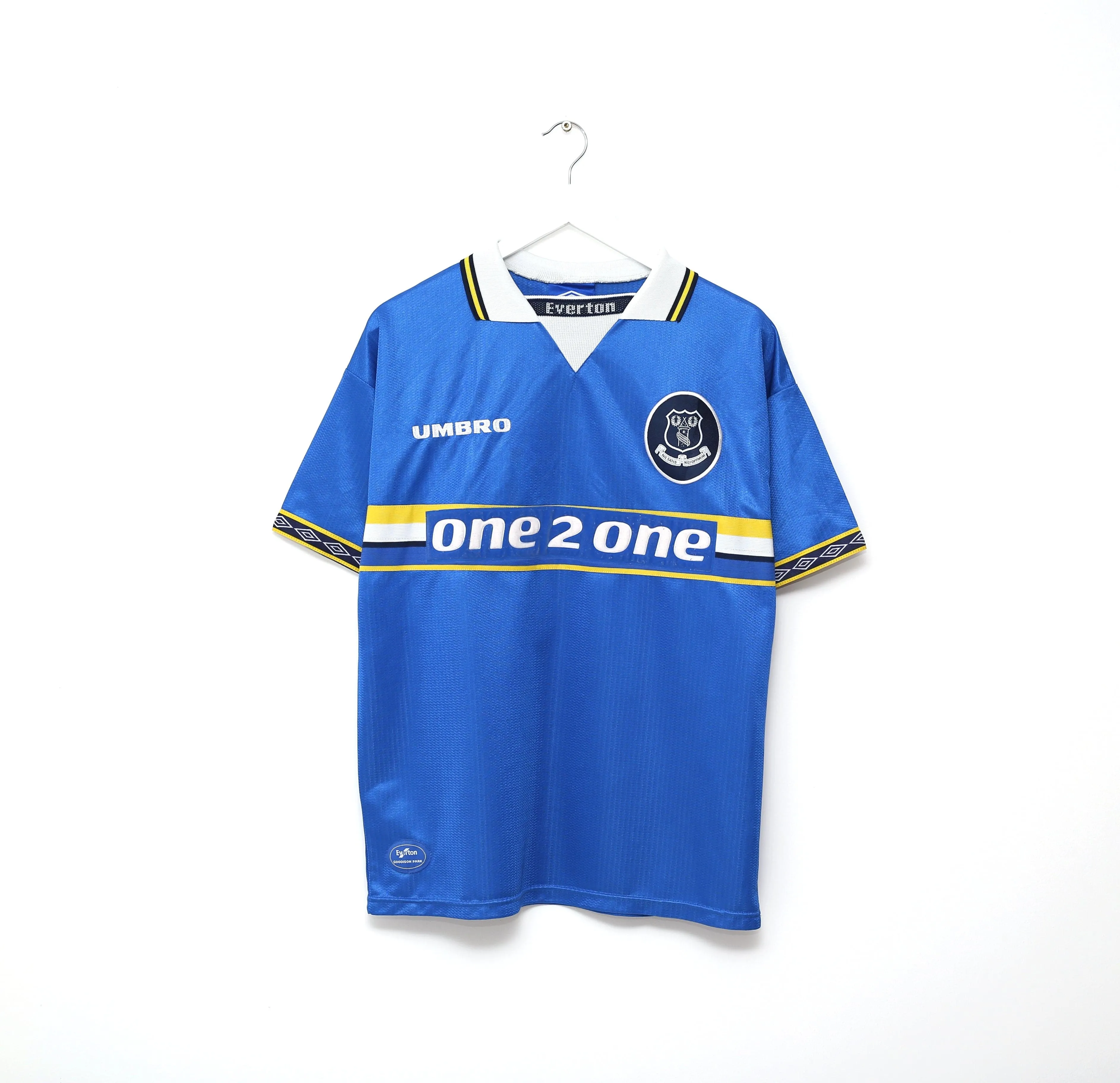 1997/99 MATERAZZI #15 Everton Vintage Umbro Home Football Shirt (M) Italy Inter