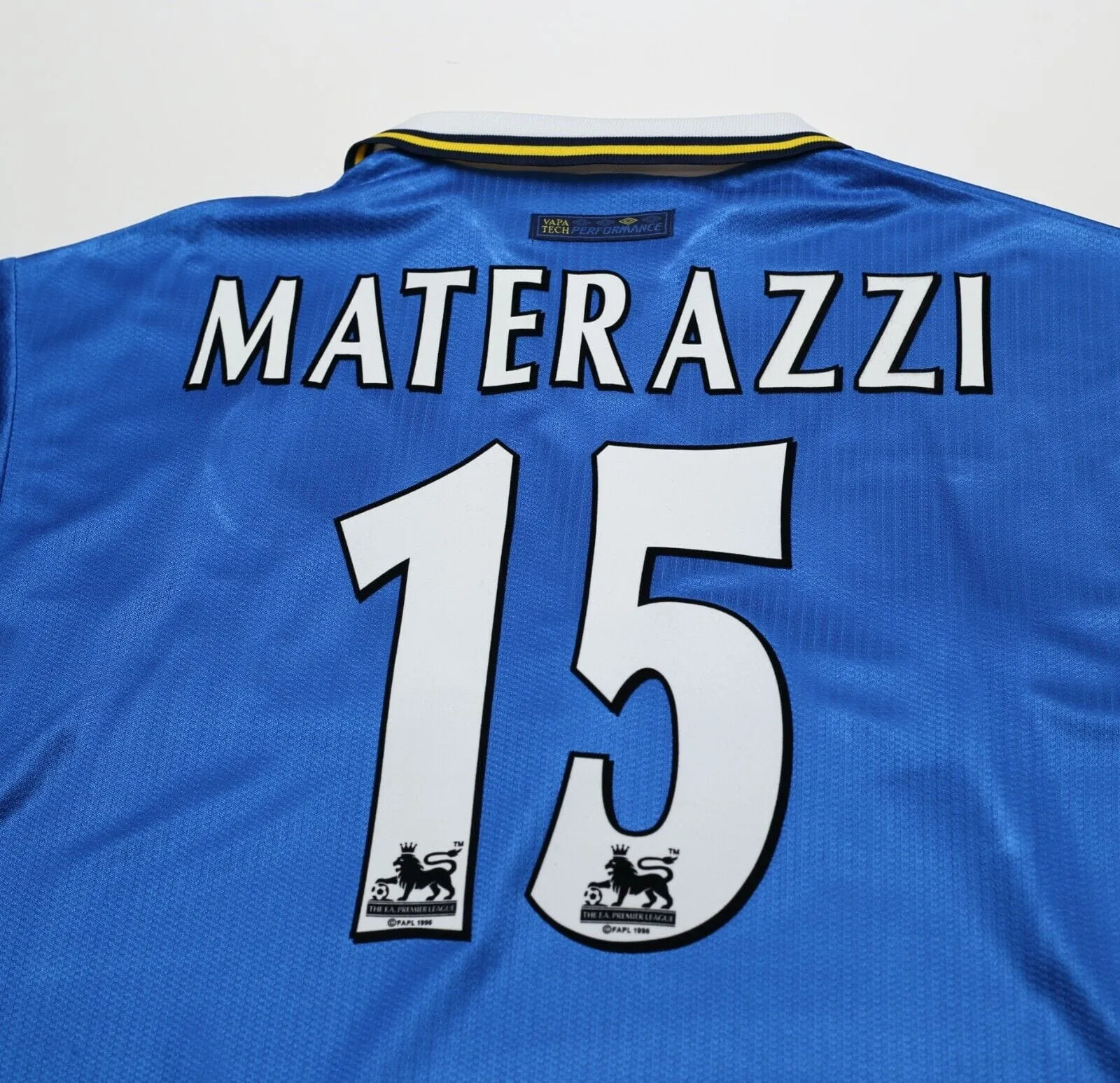 1997/99 MATERAZZI #15 Everton Vintage Umbro Home Football Shirt (M) Italy Inter