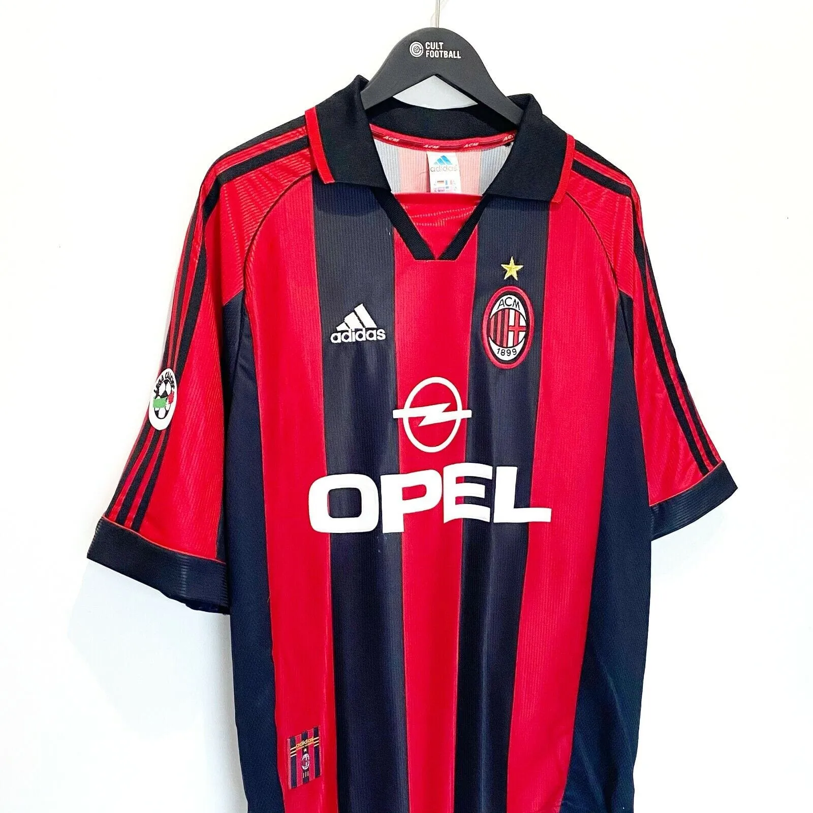 1998/00 N'GOTTY #25 AC Milan Vintage adidas MATCH WORN Home Football Shirt (XL)