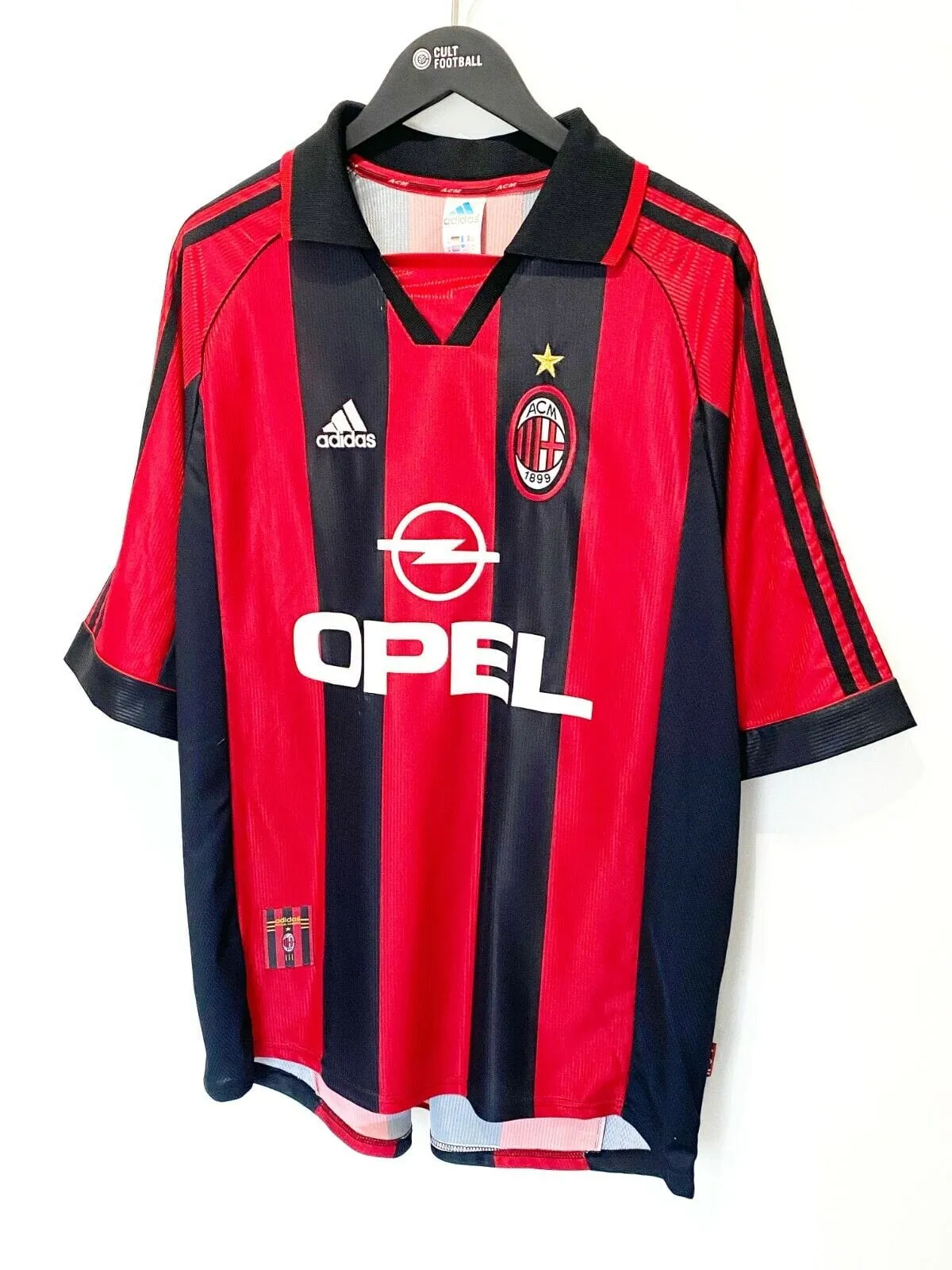 1998/00 N'GOTTY #25 AC Milan Vintage adidas MATCH WORN Home Football Shirt (XL)