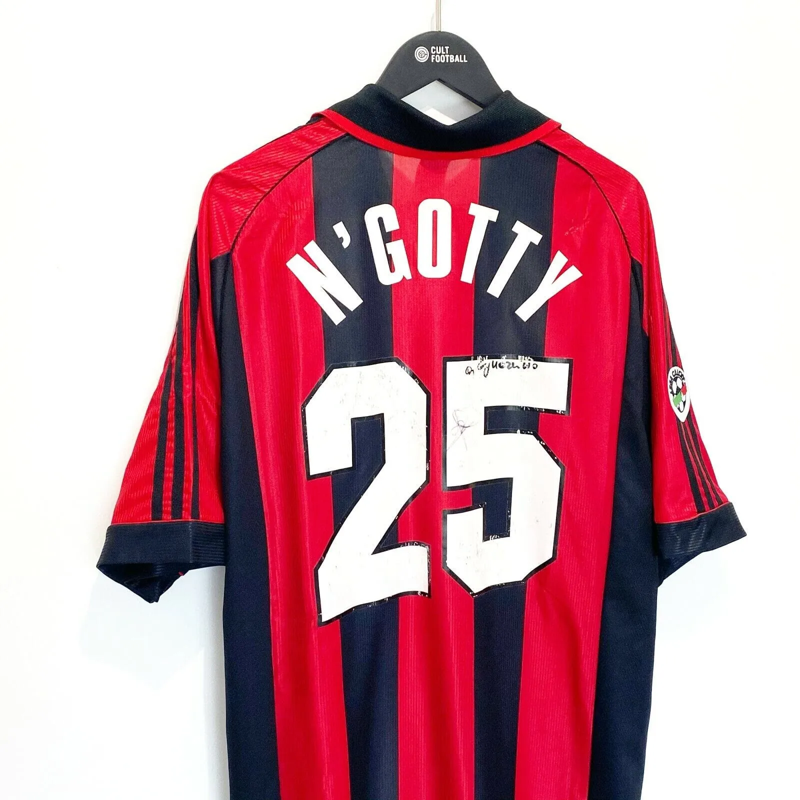 1998/00 N'GOTTY #25 AC Milan Vintage adidas MATCH WORN Home Football Shirt (XL)