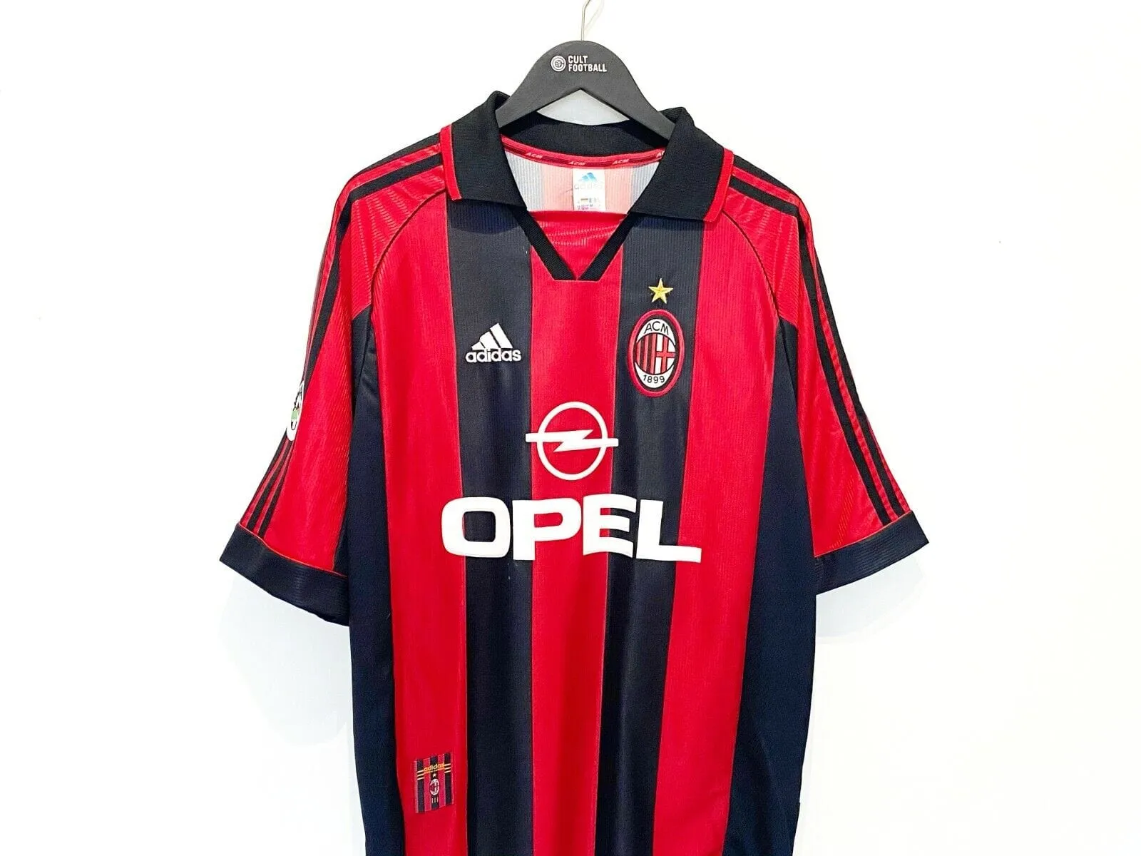 1998/00 N'GOTTY #25 AC Milan Vintage adidas MATCH WORN Home Football Shirt (XL)