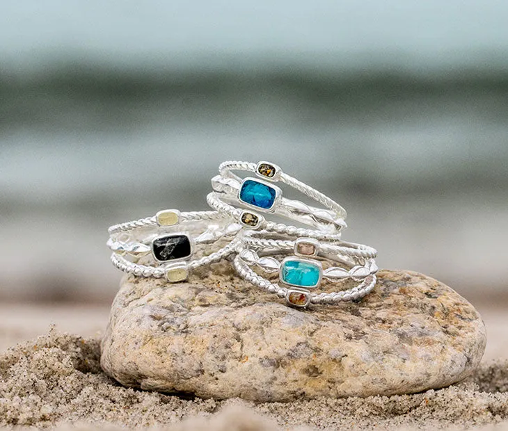 4ocean x Dune Boho Stack Ring in Bali Blue