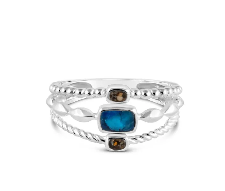 4ocean x Dune Boho Stack Ring in Bali Blue