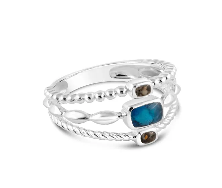 4ocean x Dune Boho Stack Ring in Bali Blue