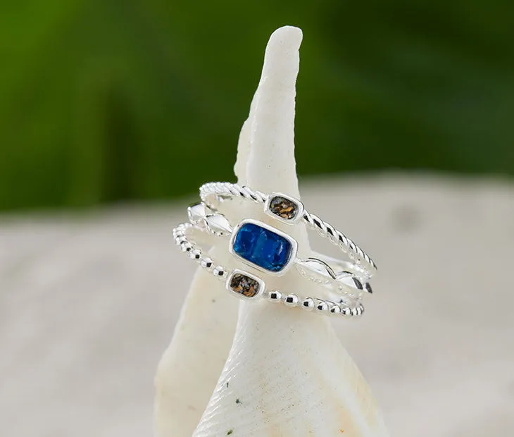 4ocean x Dune Boho Stack Ring in Bali Blue