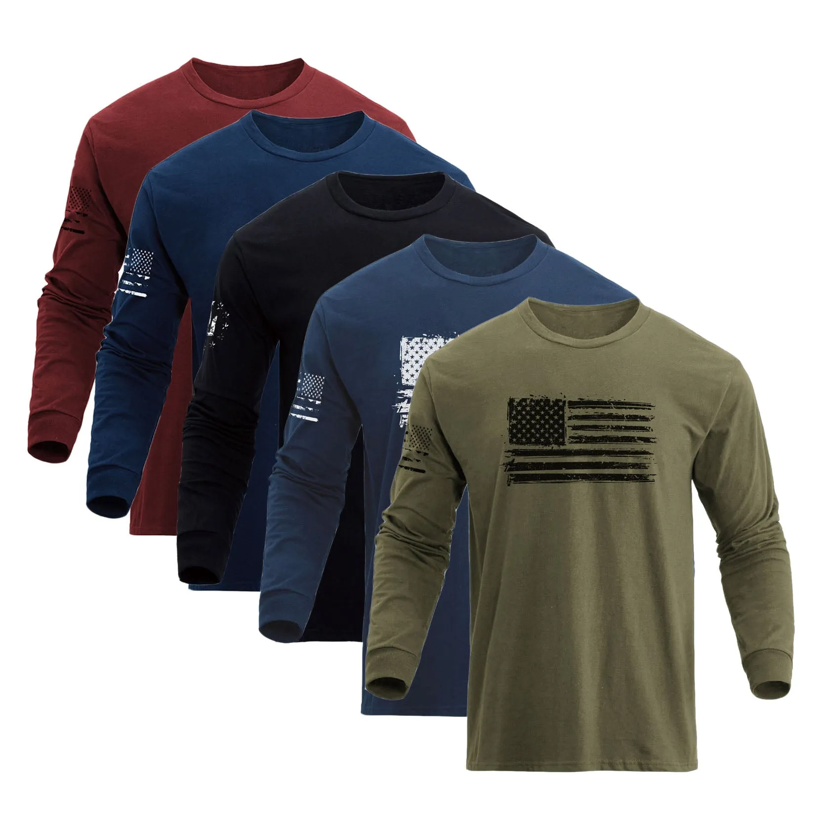 5-PACK USA FLAG GRAPHIC LONG SLEEVE TEE