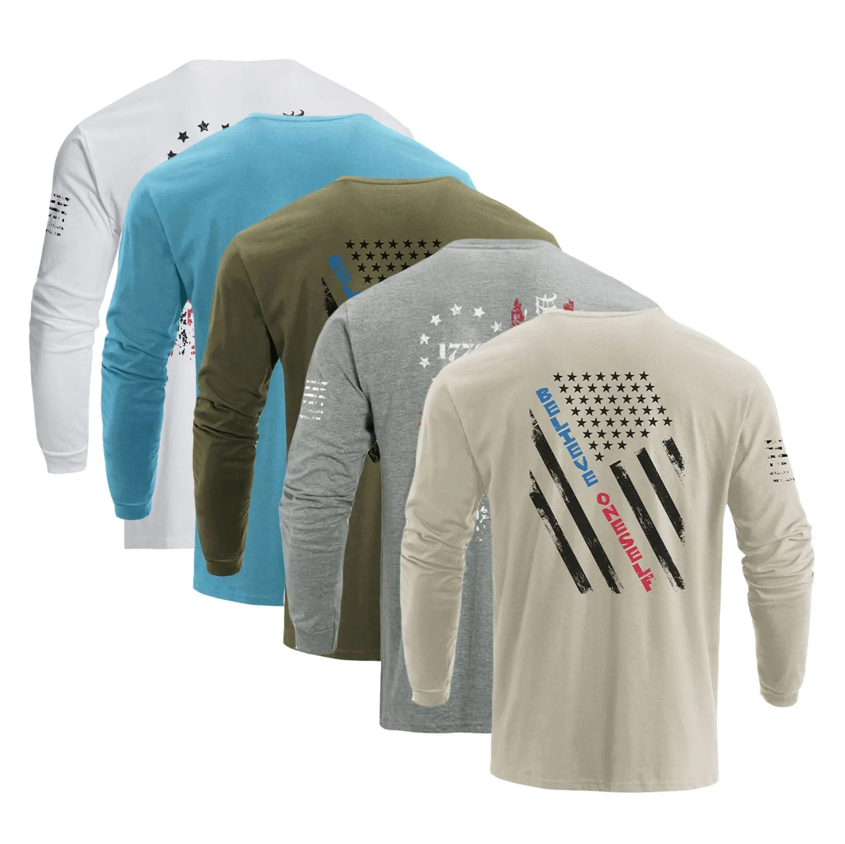 5-PACK USA FLAG GRAPHIC LONG SLEEVE TEE