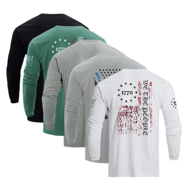 5-PACK USA FLAG GRAPHIC LONG SLEEVE TEE