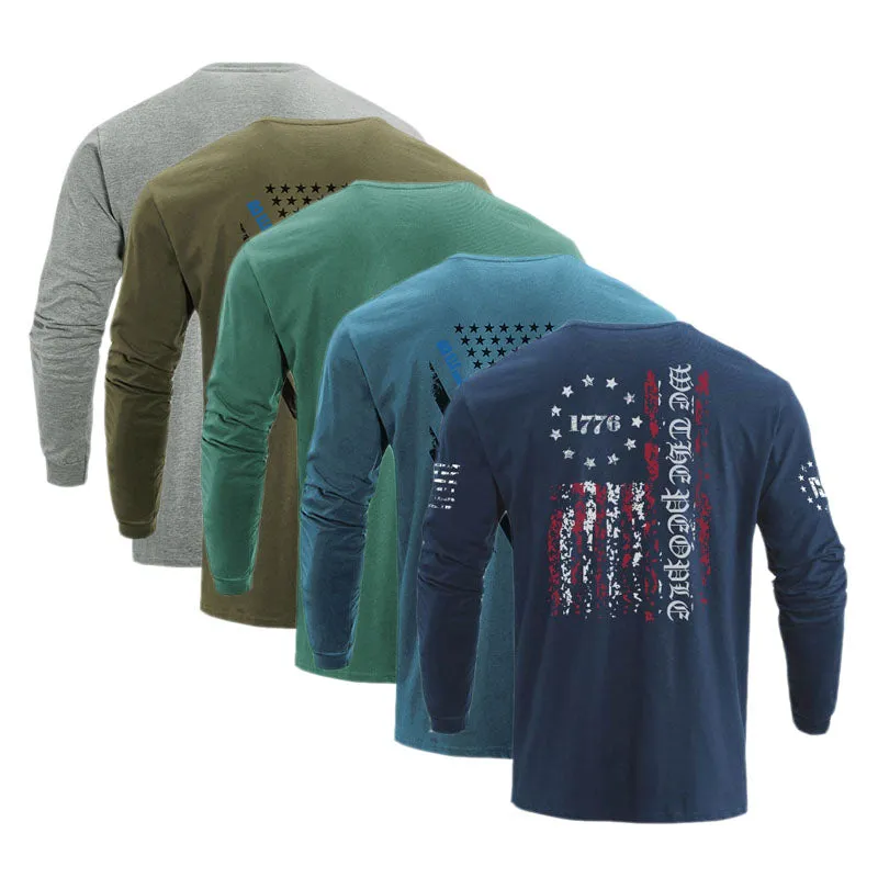 5-PACK USA FLAG GRAPHIC LONG SLEEVE TEE