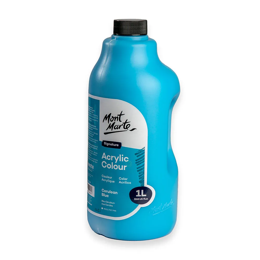 Acrylic Colour Signature 1L (33.8 US fl.oz) Bottle - Cerulean Blue