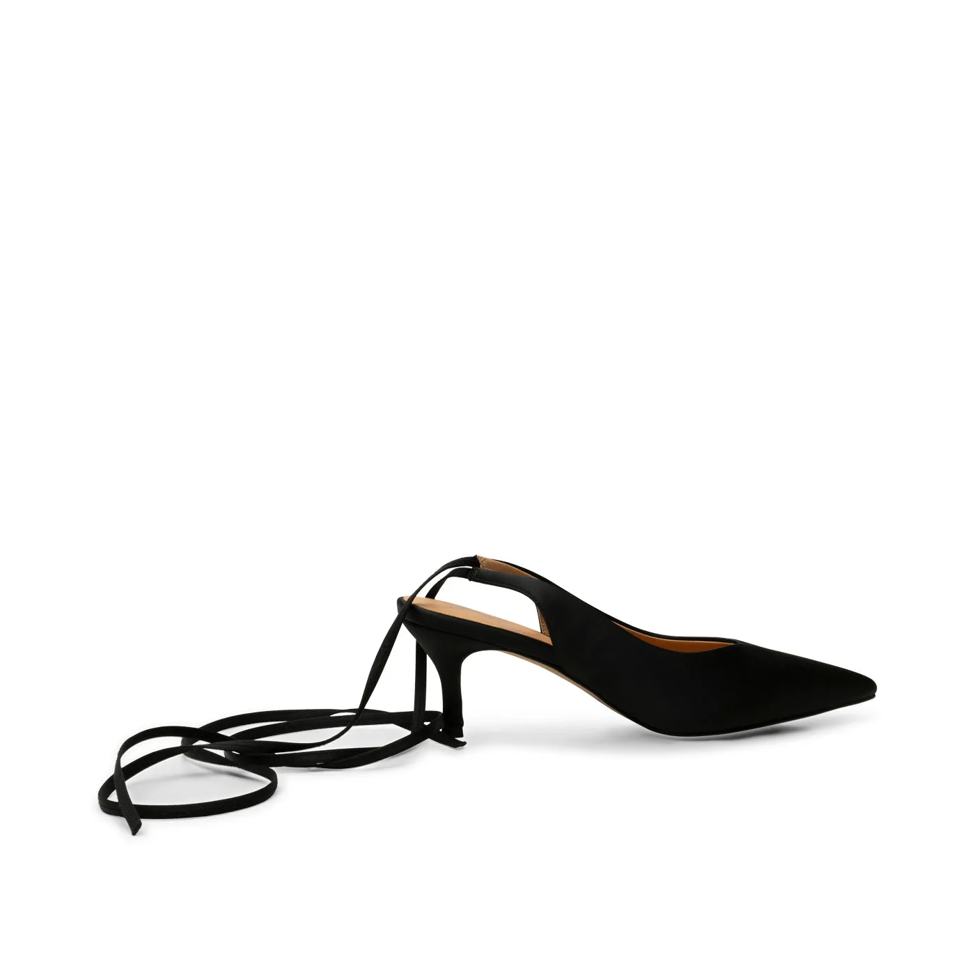 Amia stilet snøre satin - BLACK SATIN