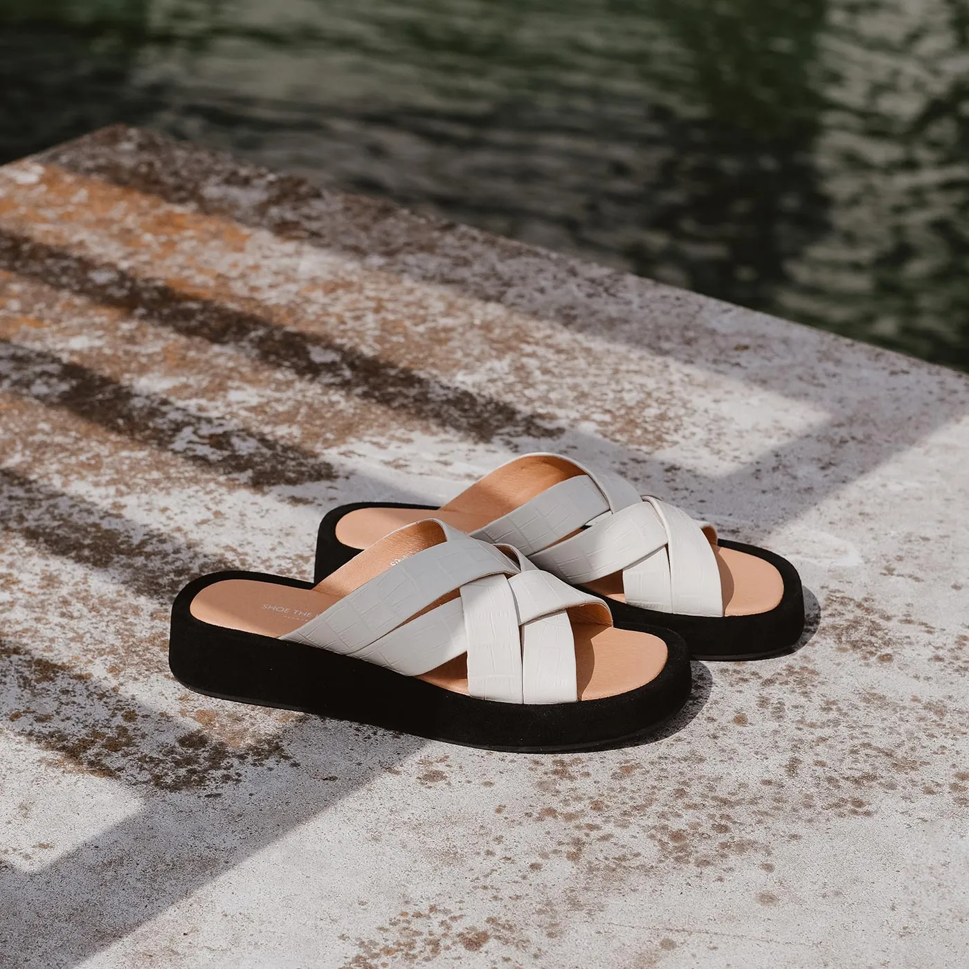 Astrid mule læder - OFF WHITE CROCO