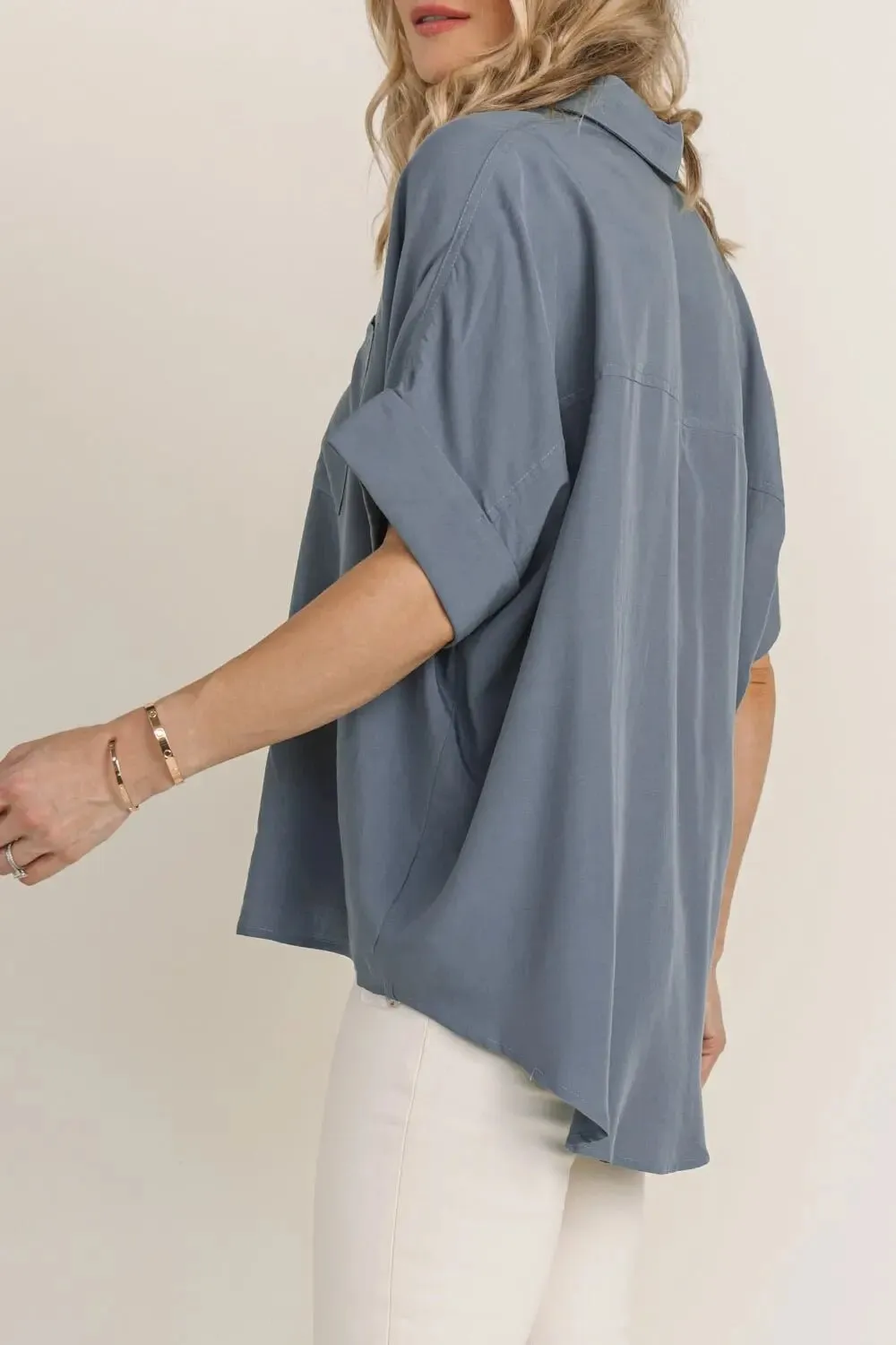 Azaria Grey Cuffed Sleeve Top