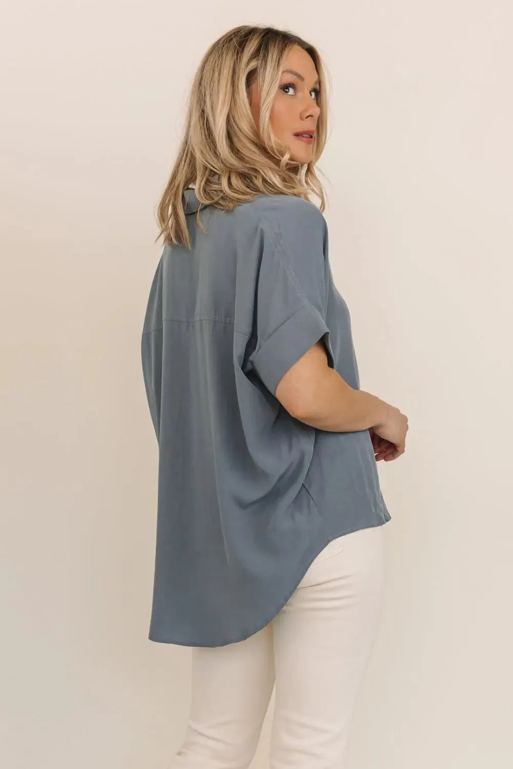 Azaria Grey Cuffed Sleeve Top