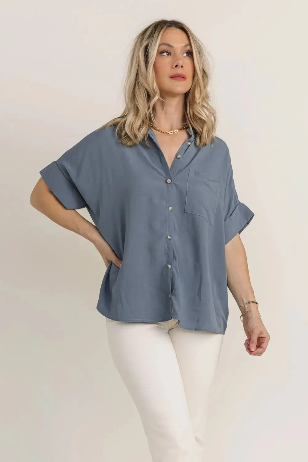 Azaria Grey Cuffed Sleeve Top