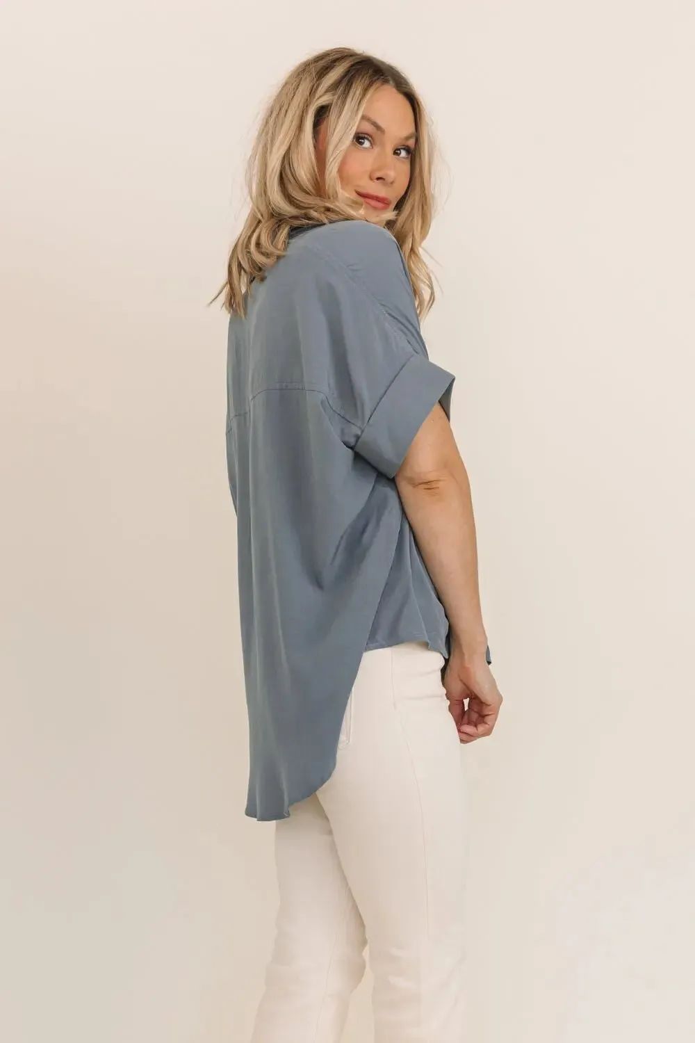 Azaria Grey Cuffed Sleeve Top