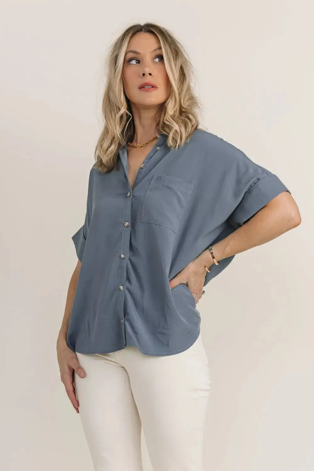 Azaria Grey Cuffed Sleeve Top