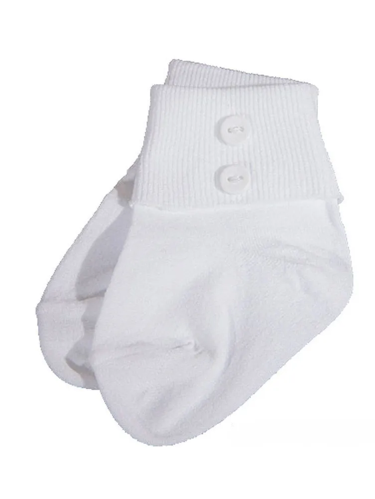 Baby Boys White Buttons Anklet Socks 0-24M