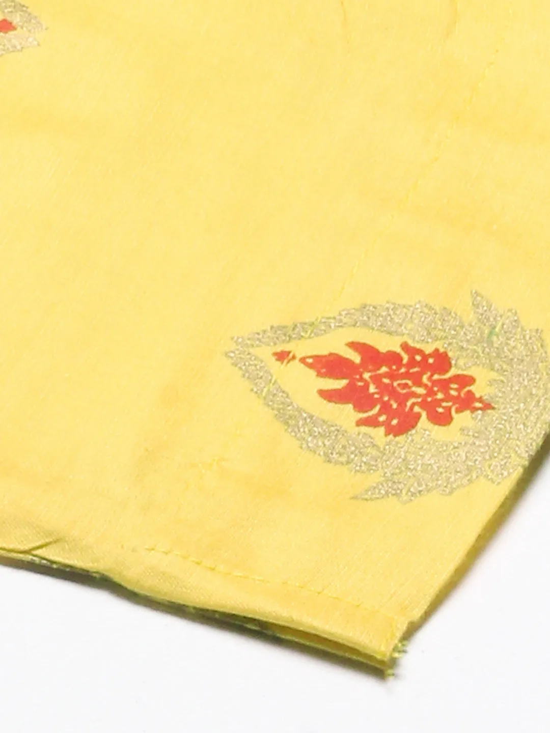 Bandhani Printed & Embroidered Straight Kurta with Pant & Dupatta - Yellow