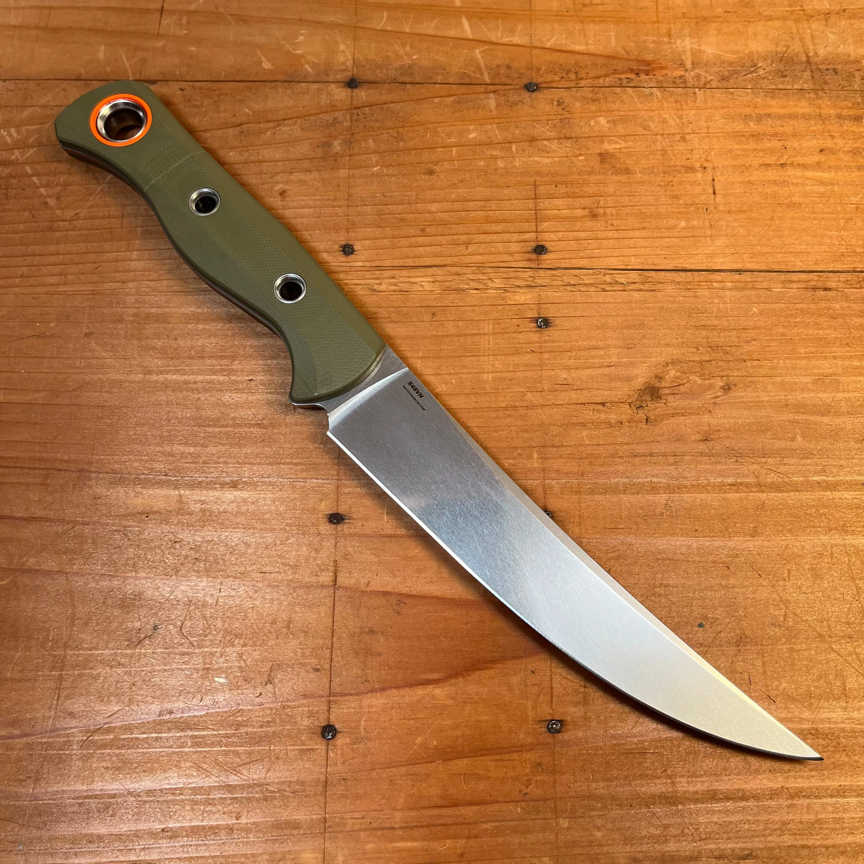 Benchmade 15500-3 Meatcrafter 6" Trailing Point CPM-S45VN Fixed Blade OD Green G10 Handle with Sheath