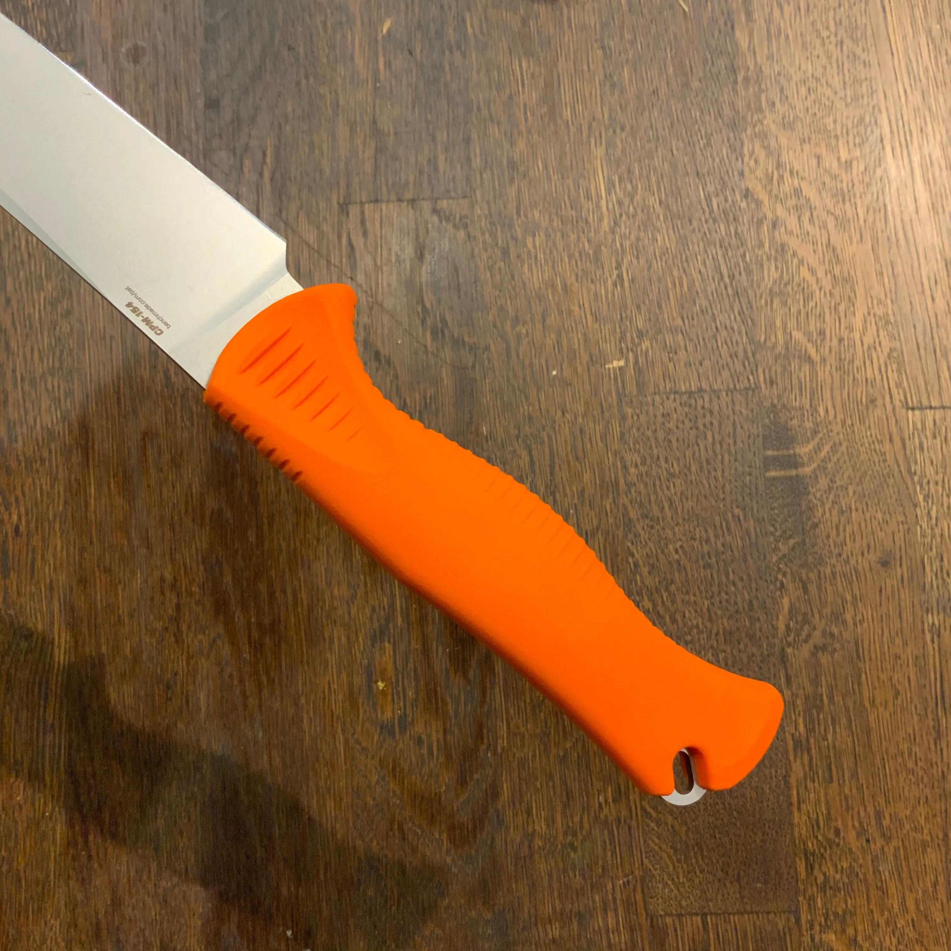 Benchmade 15500 Meatcrafter 6" Trailing Point CPM-154 Fixed Blade Orange Santoprene Handle with Sheath