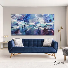 Blue & white large abstract painting made to order in a custom size