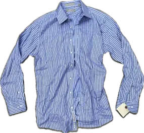 BONES: Agent Booth's Nordstrom Blue and Black Pin Stripe Long Sleeve Shirt (L)