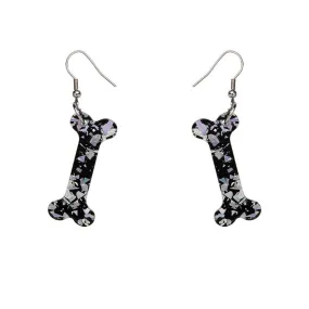 Bones Chunky Glitter Resin Drop Earrings - Silver