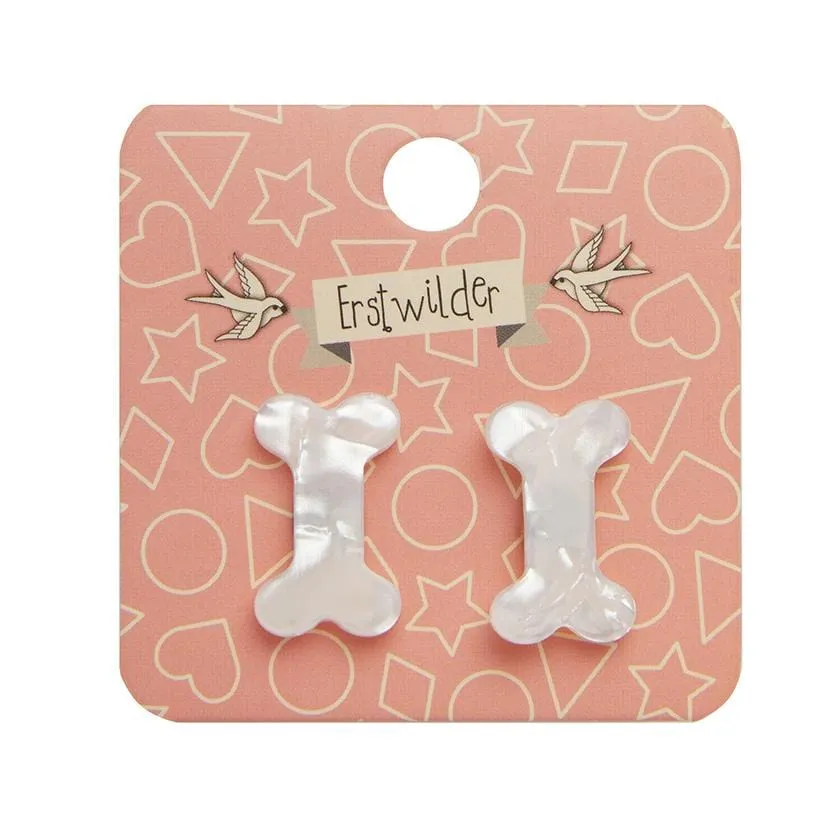 Bones Textured Resin Stud Earrings - White