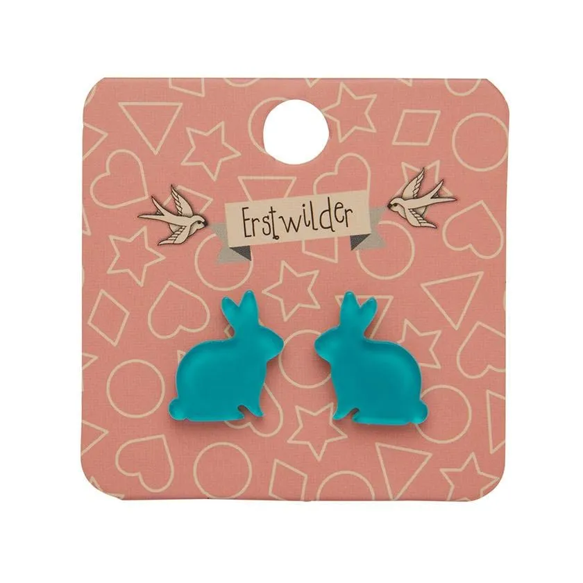 Bunny Bubble Resin Stud Earrings - Teal