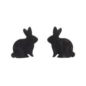 Bunny Textured Resin Stud Earrings - Black