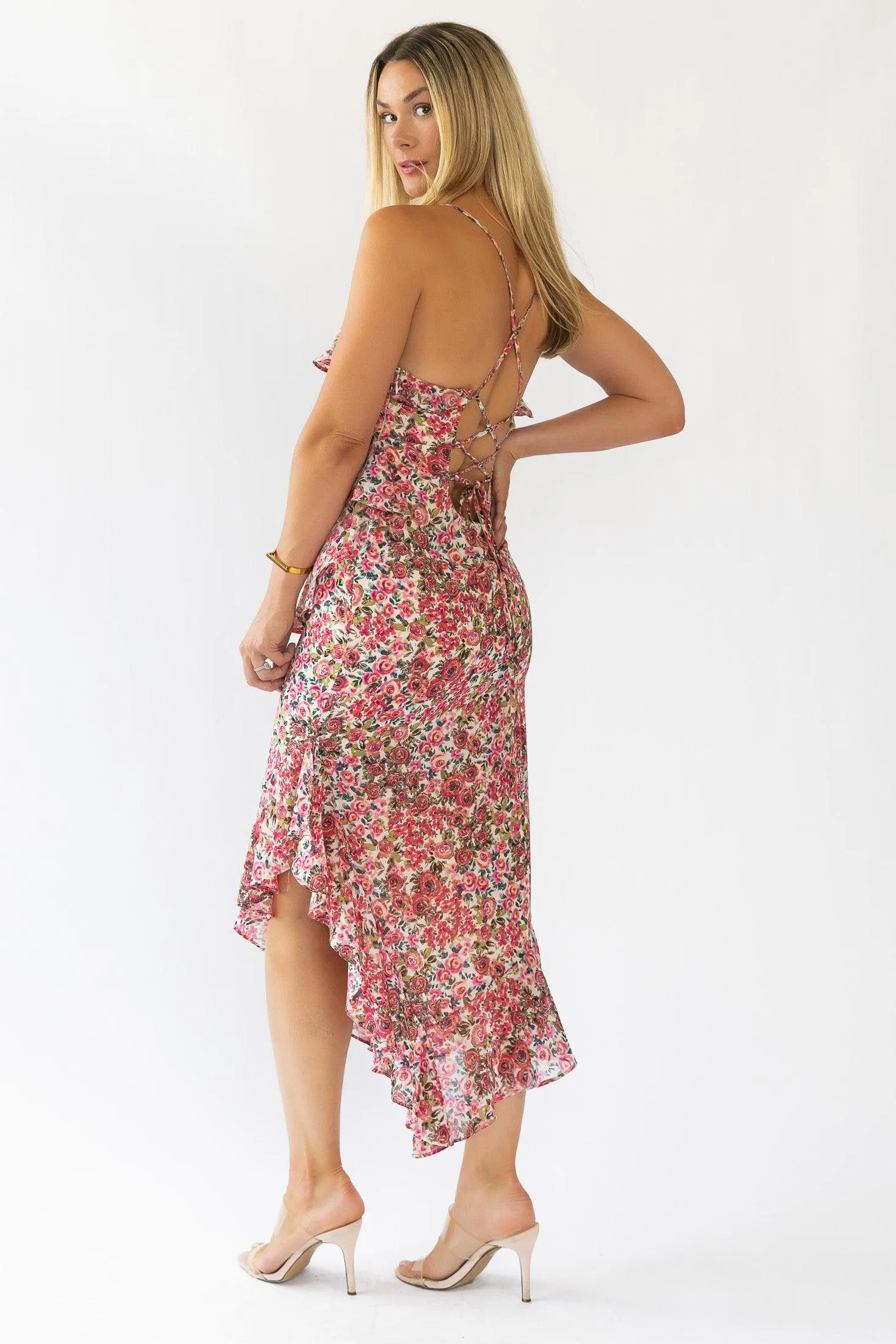 Camari Pink Floral Midi Dress