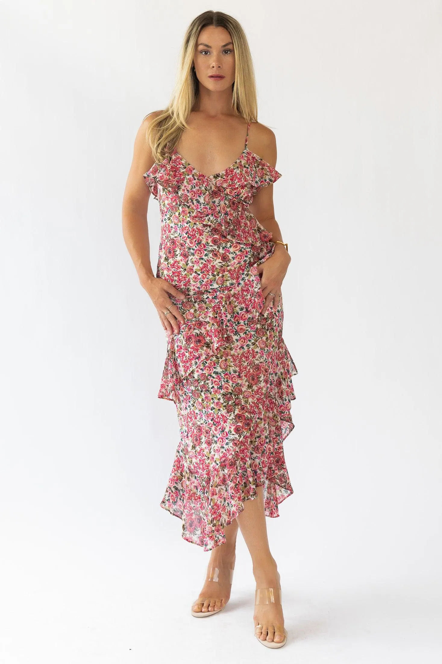 Camari Pink Floral Midi Dress