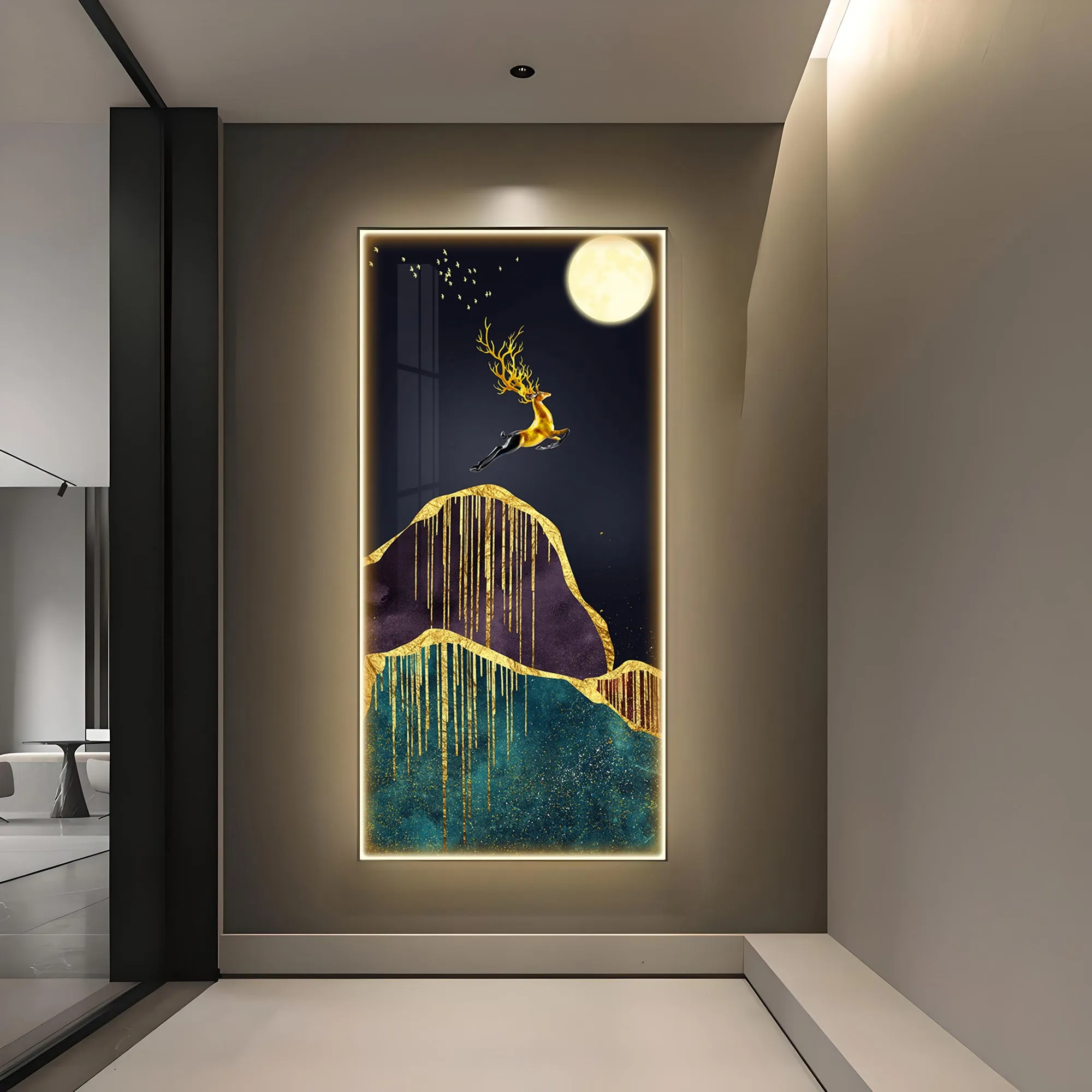 Catching The Moon Luxury Crystal Vertical Wall Art