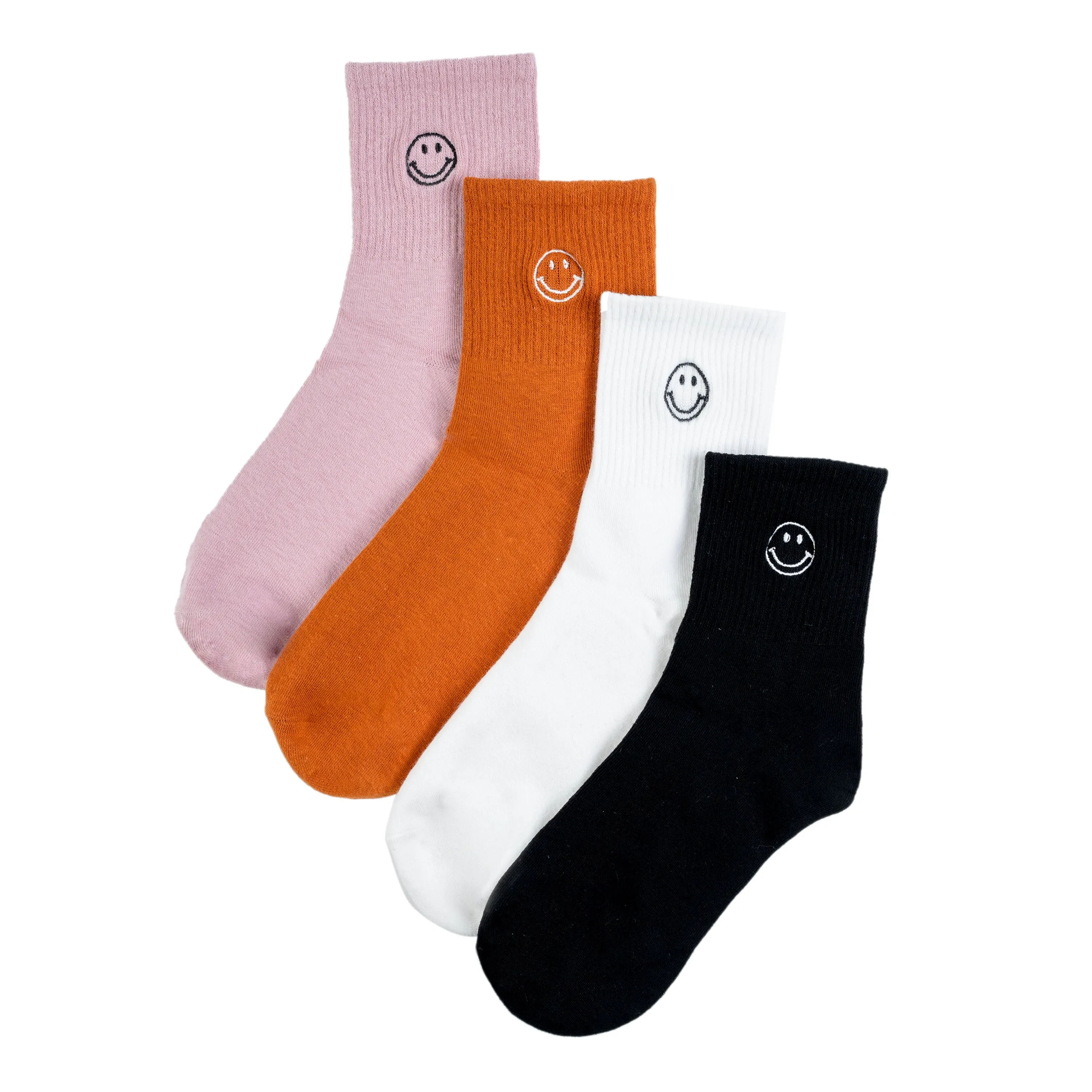 Chokore Embroidered Smiley Socks (Rust Orange)