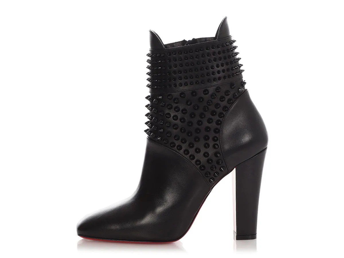 Christian Louboutin Black Calf Praguoise 100 Ankle Boots