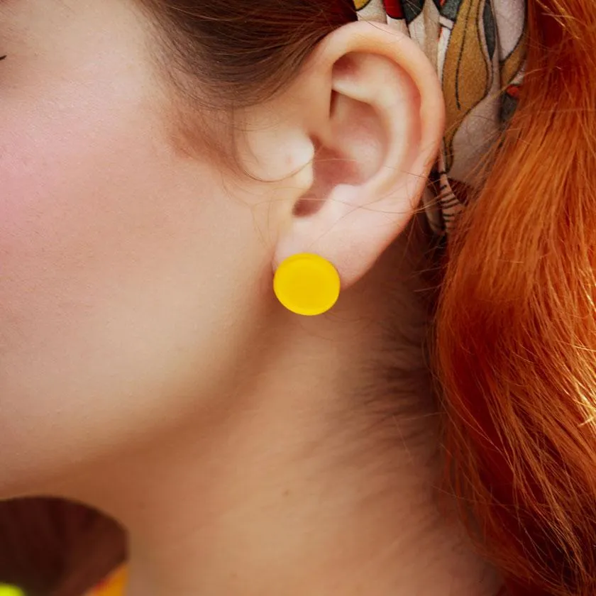 Circle Bubble Resin Stud Earrings - Yellow