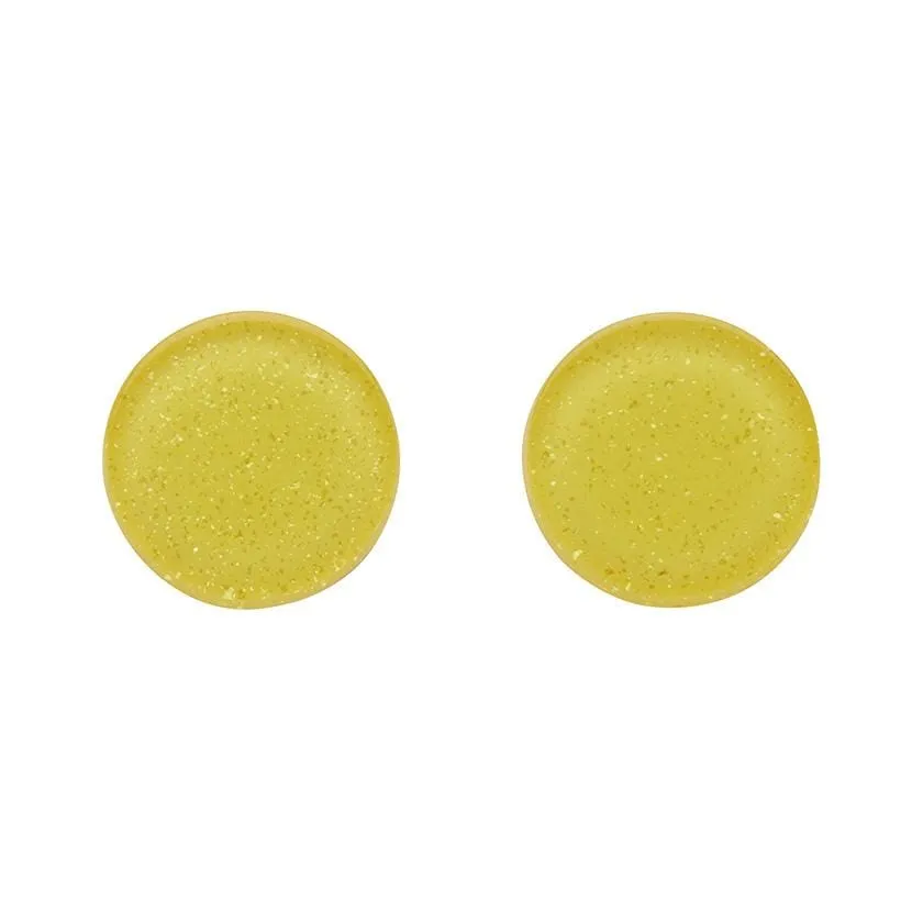 Circle Glitter Resin Stud Earrings - Yellow