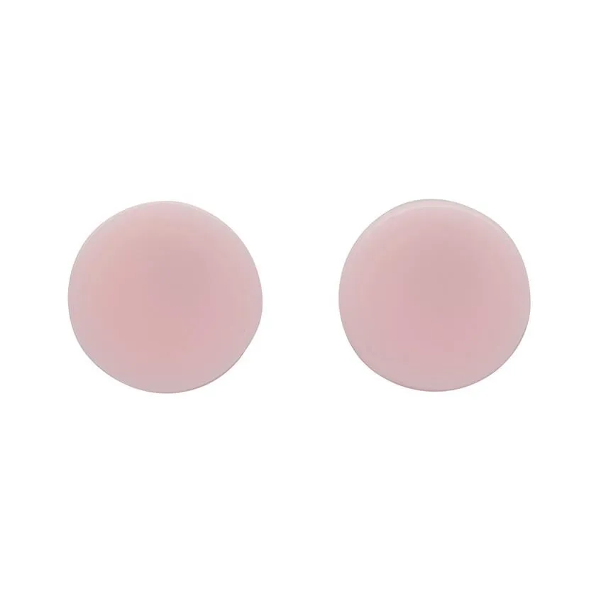 Circle Solid Resin Stud Earrings - Light Pink