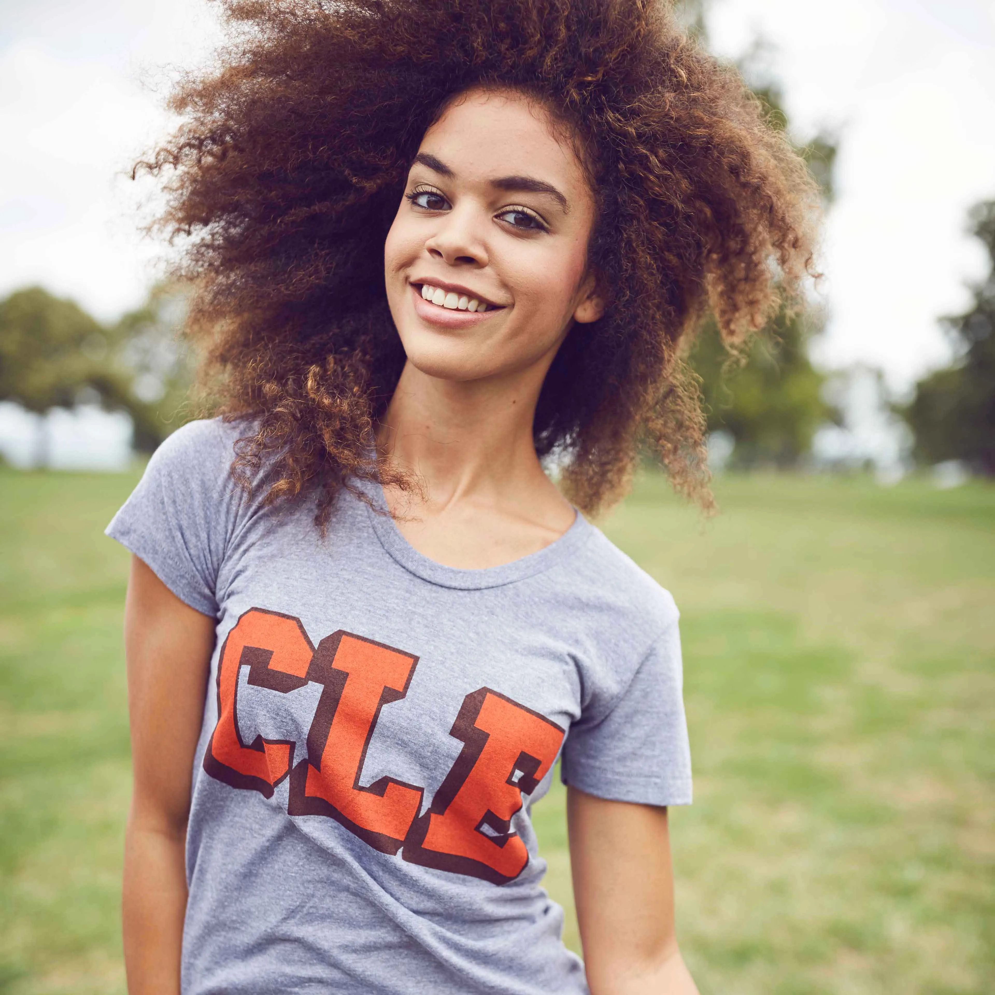 CLE College - Brown/Orange - Womens Relaxed Fit Crew T-Shirt