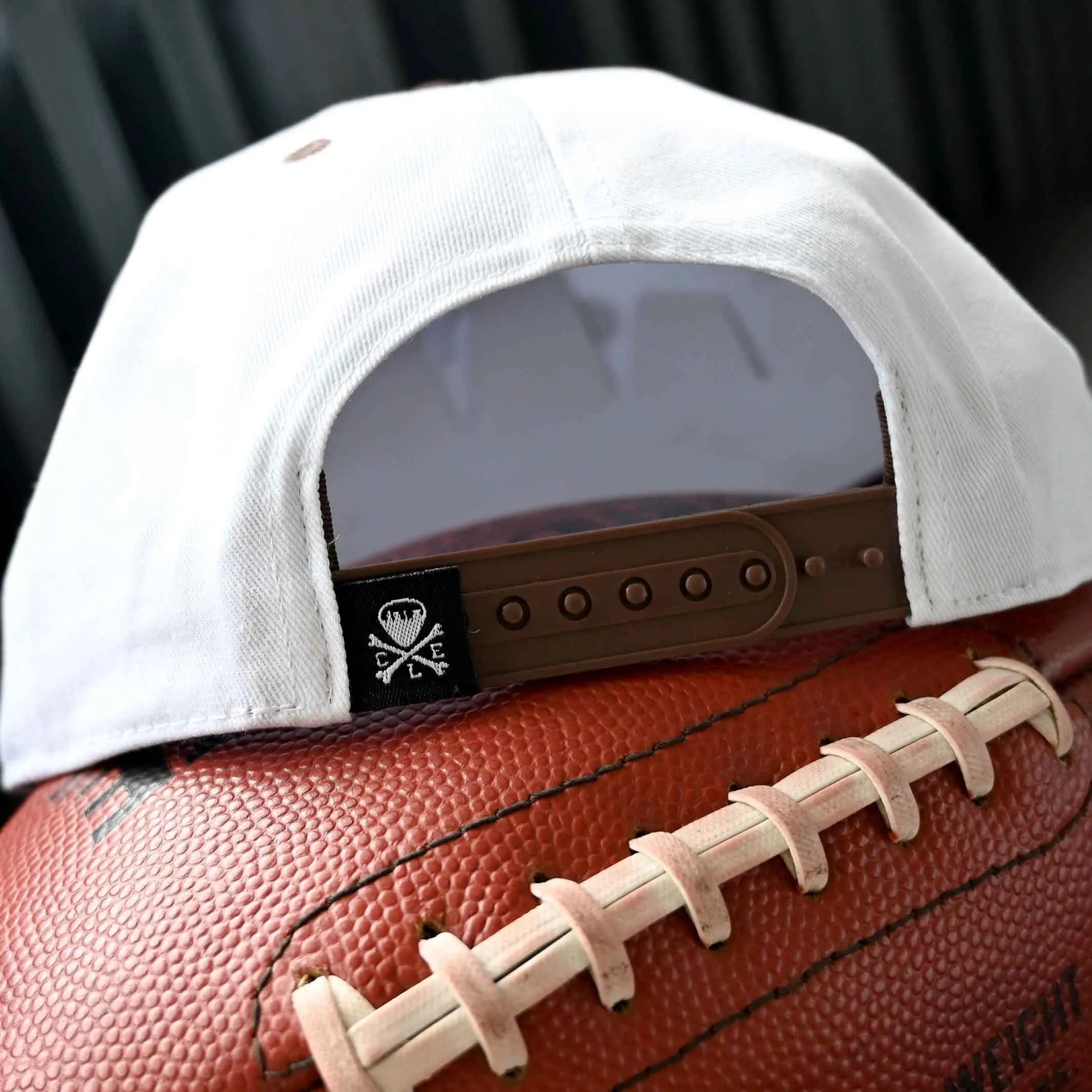 Cleveland Football Script Snapback Hat - White