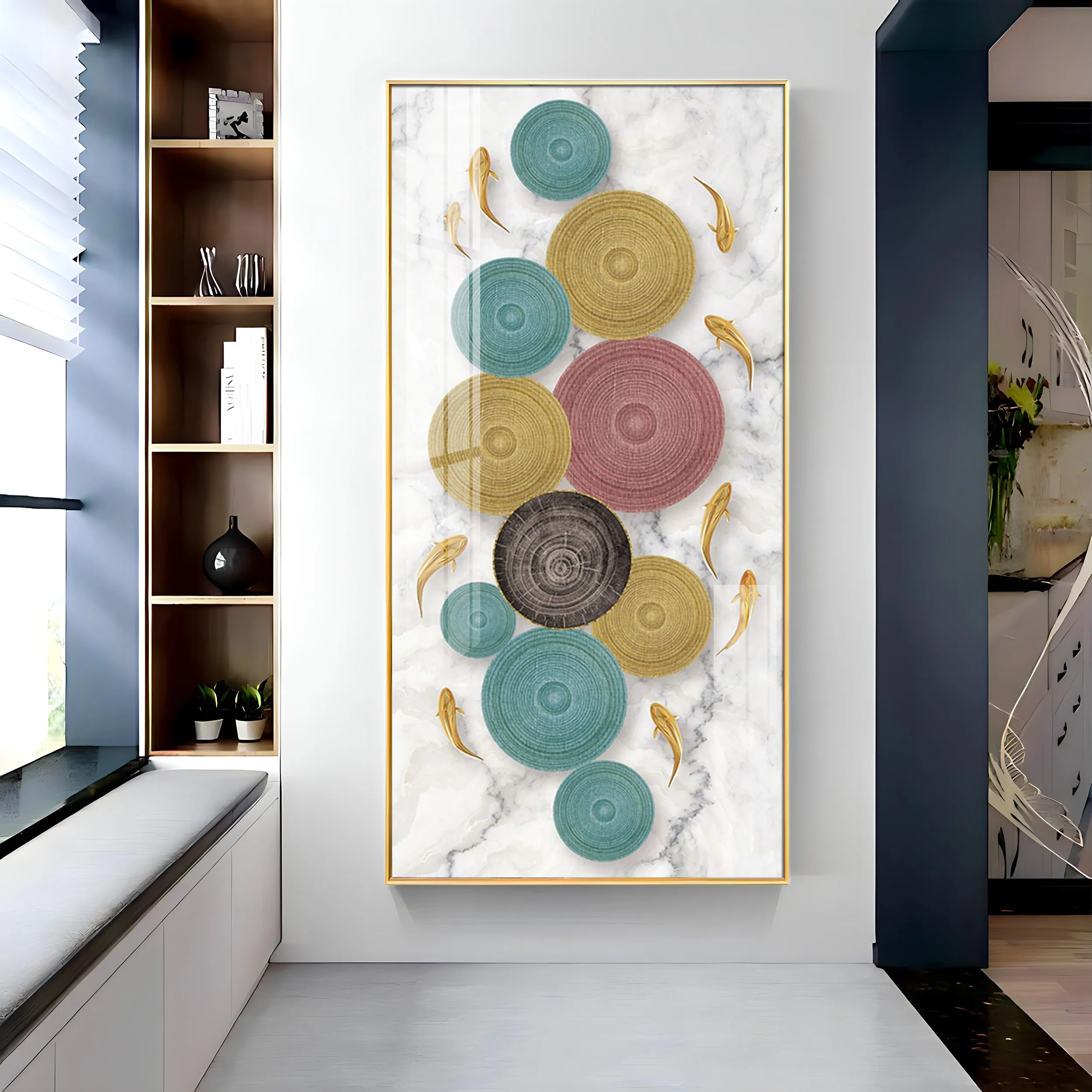 Colorful Discs & Fishes Luxury Crystal Wall Art