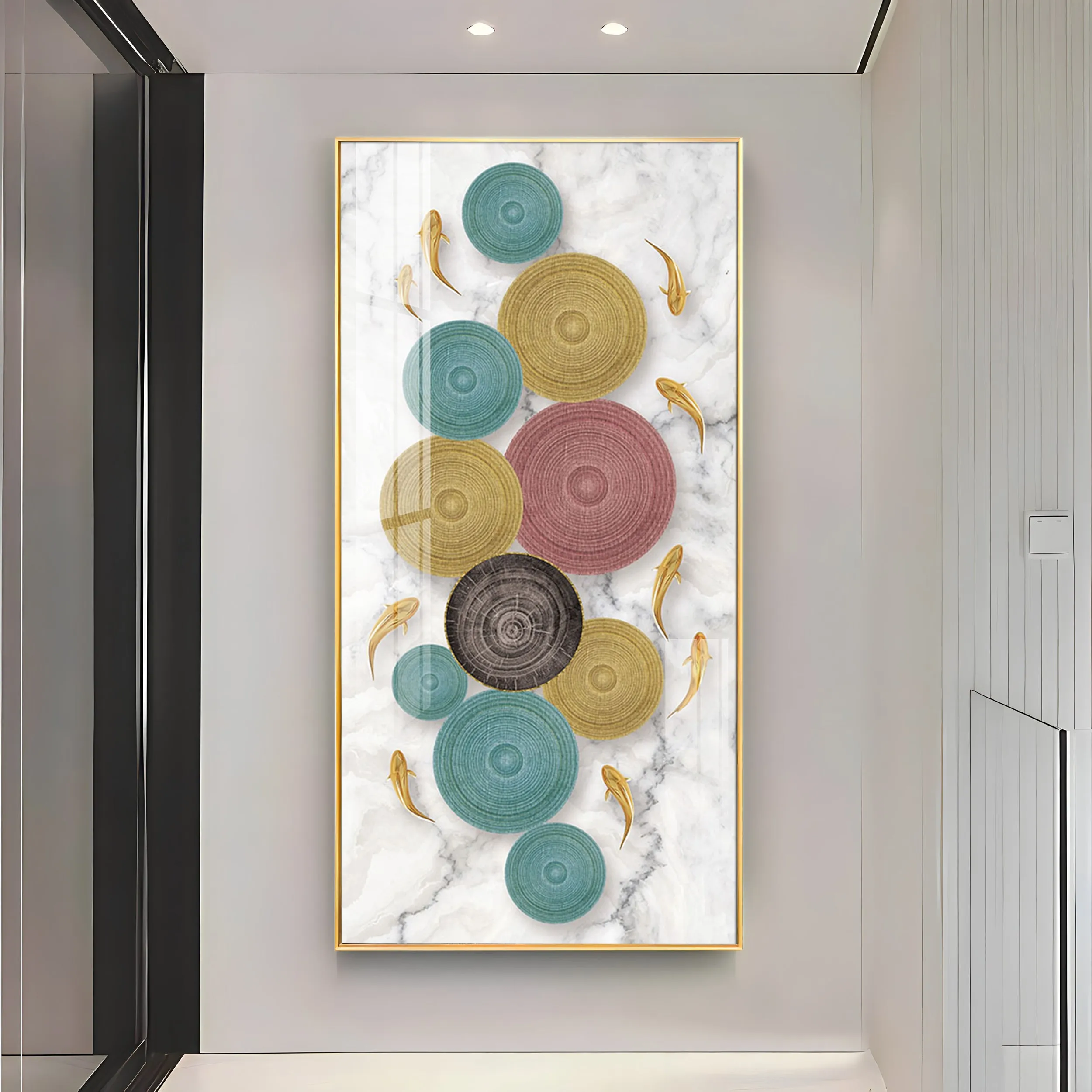 Colorful Discs & Fishes Luxury Crystal Wall Art