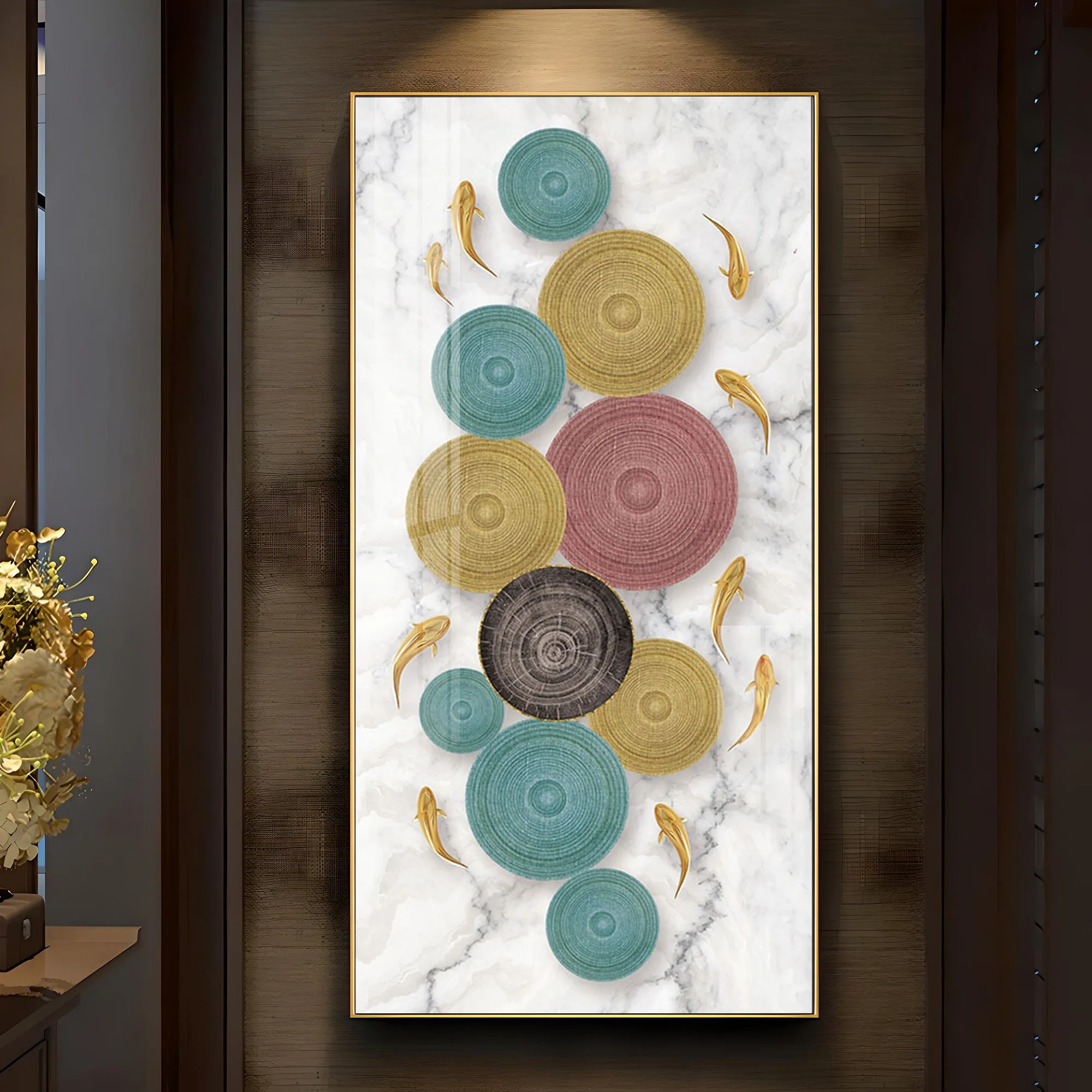 Colorful Discs & Fishes Luxury Crystal Wall Art