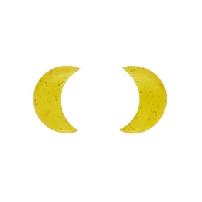 Crescent Moon Glitter Resin Stud Earrings - Yellow