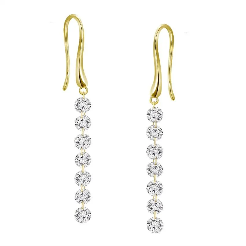 DANGLING DIAMOND EARRINGS, .69 CT TW